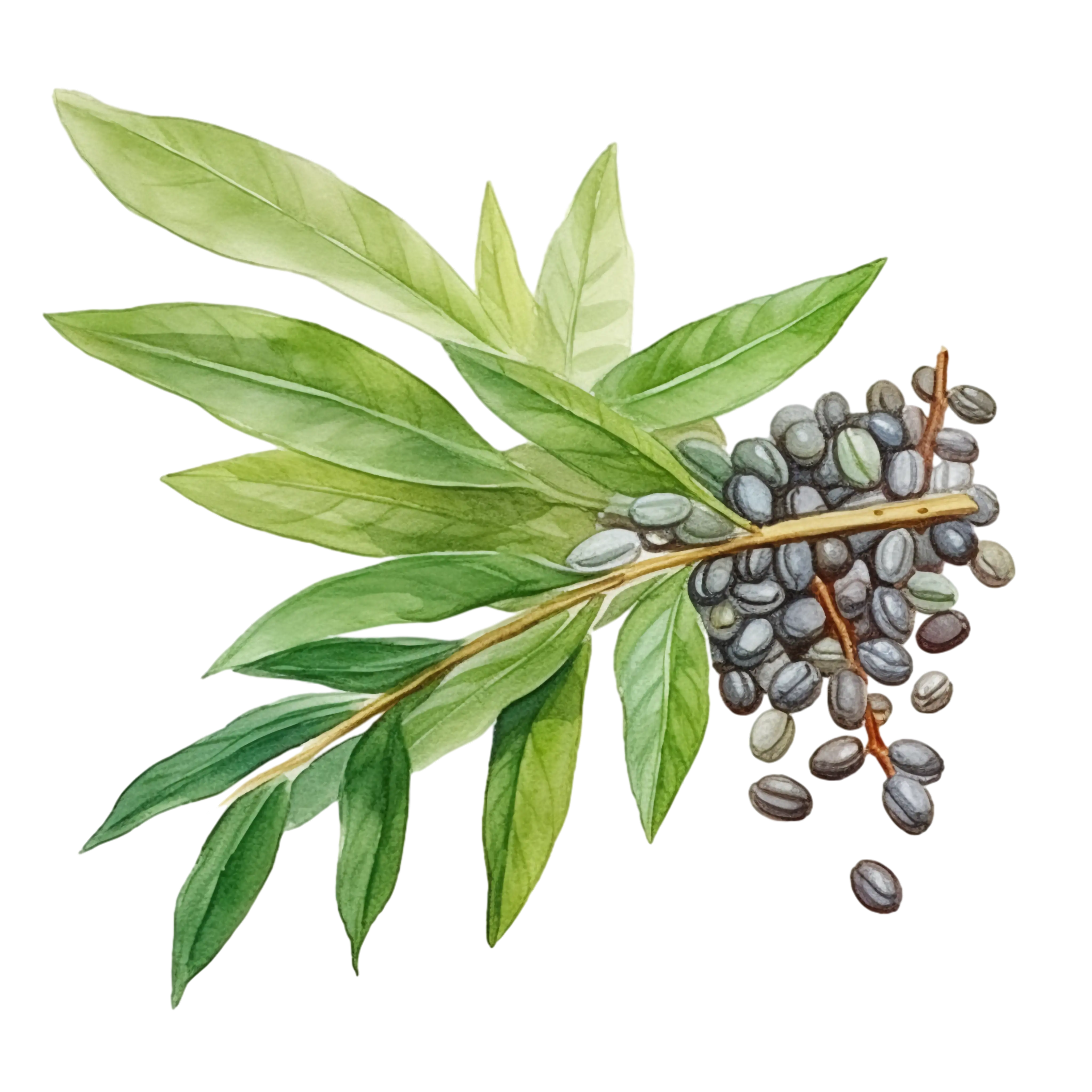 Green Leaves with Berries