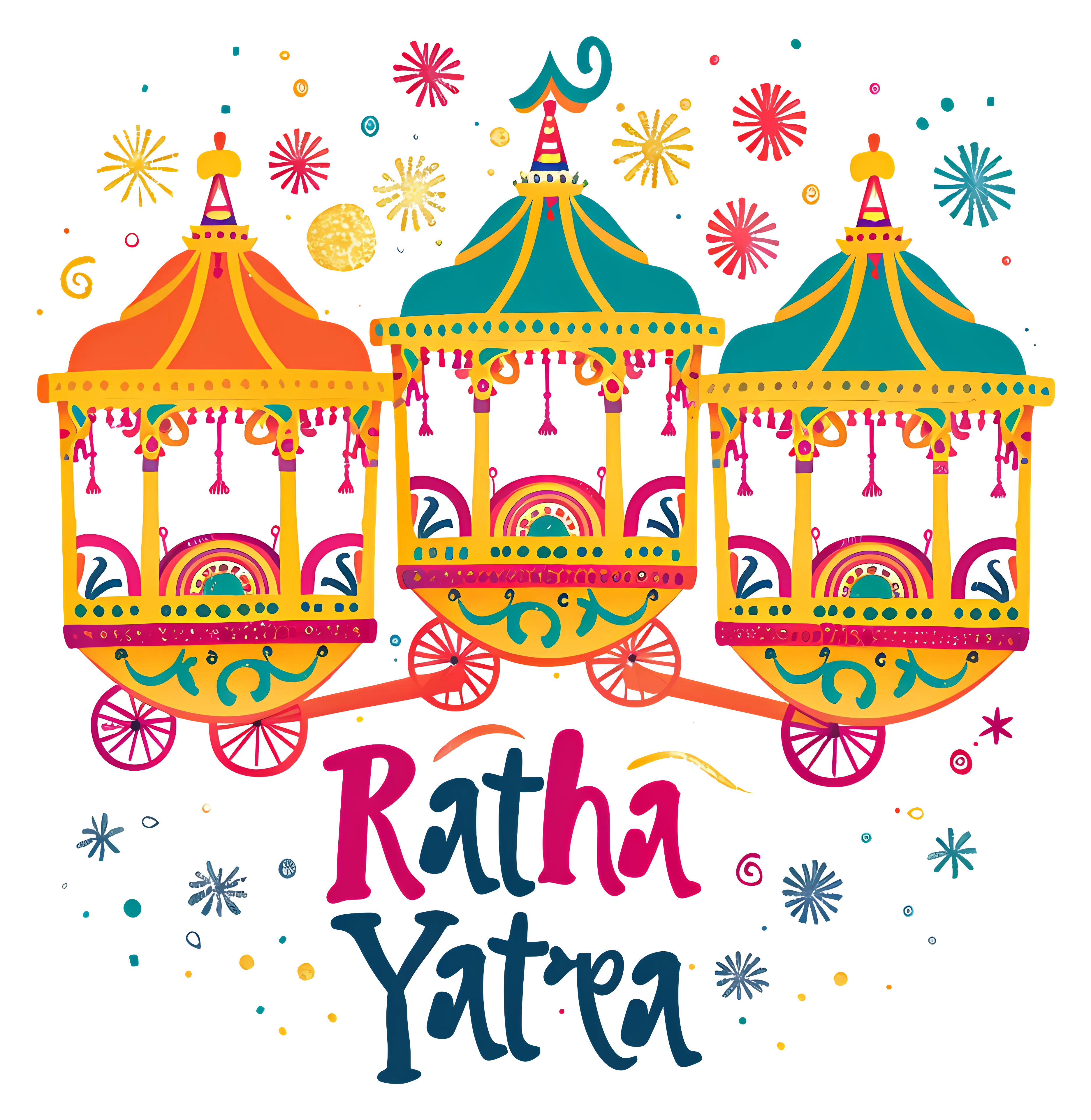 Colorful Ratha Yatra Festival Chariots