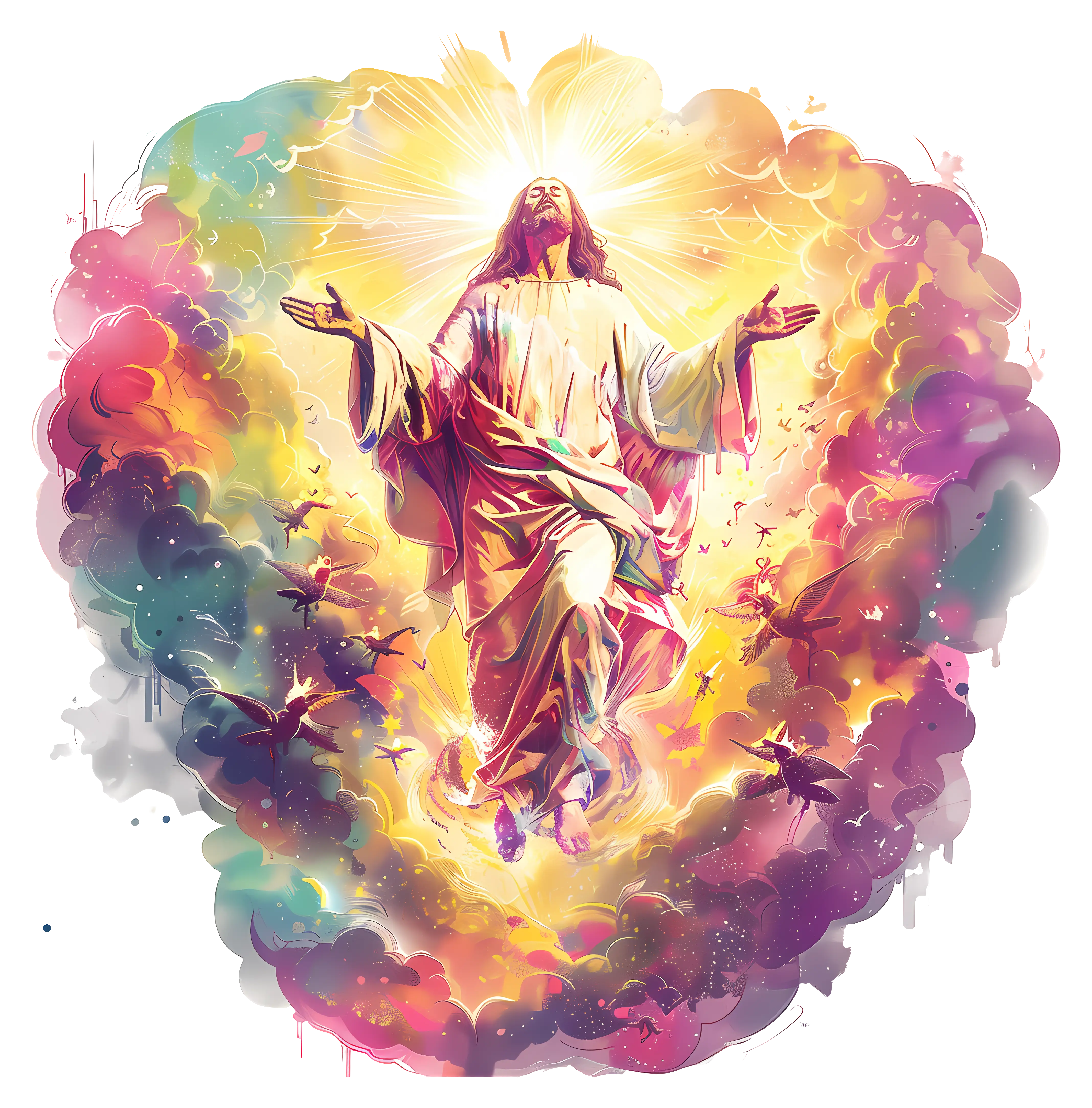 Ascension of Jesus with Heavenly Light