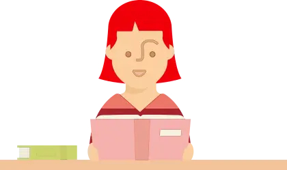 Cartoon Girl Reading a Book