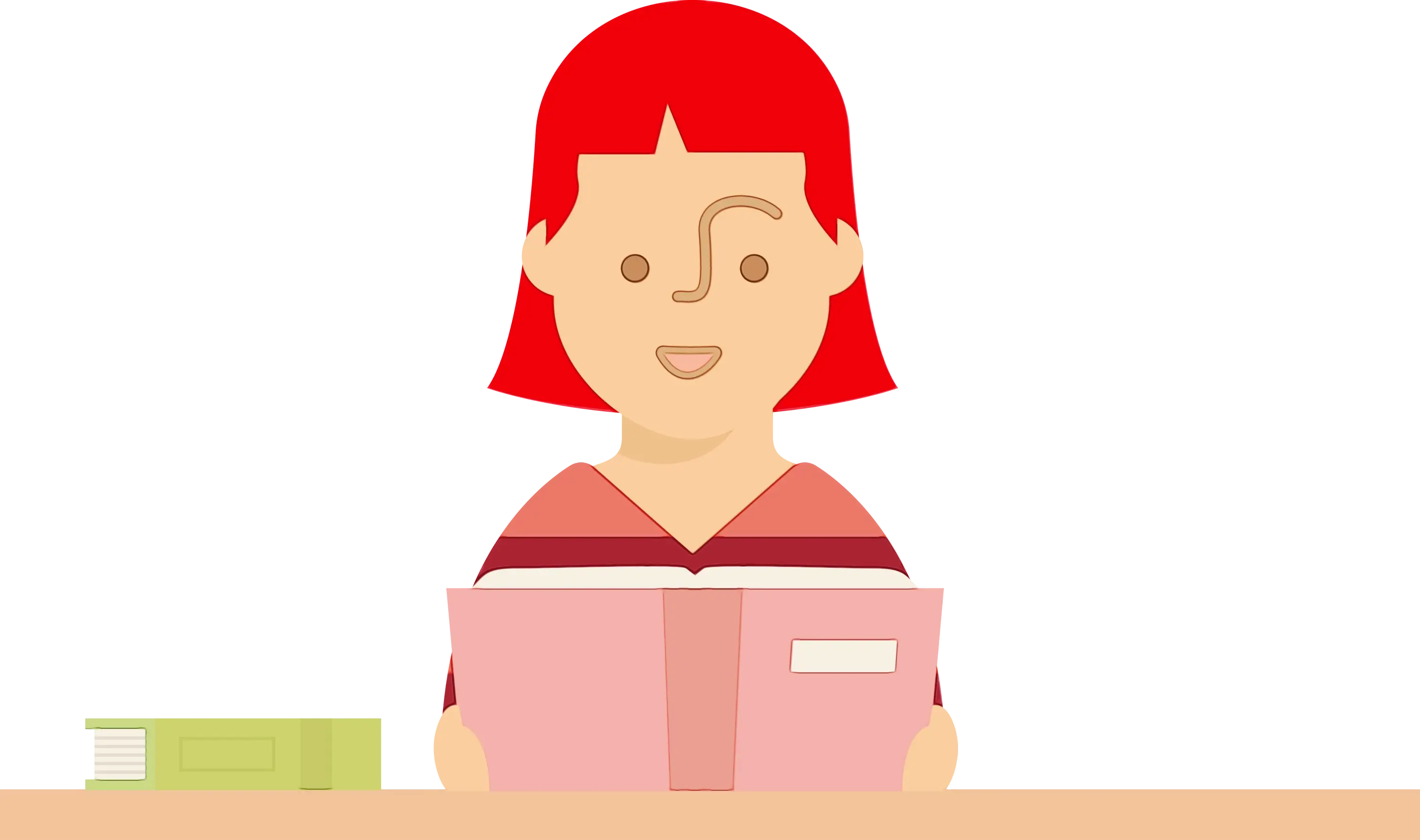 Cartoon Girl Reading a Book