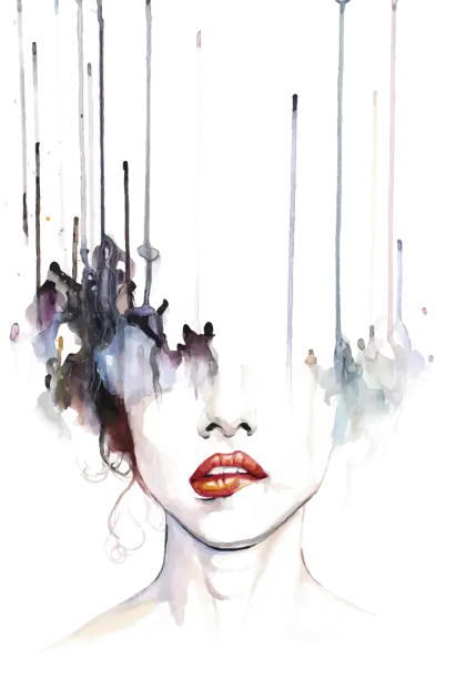 Abstract Woman Portrait with Dripping Paint Effect