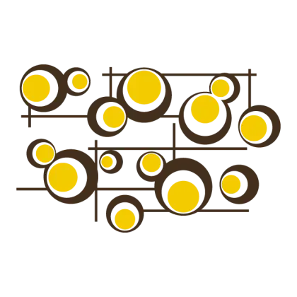 Modern Abstract Circles Pattern in Yellow and Brown