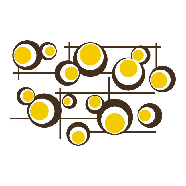Modern Abstract Circles Pattern in Yellow and Brown