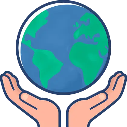Earth Held in Human Hands Illustration