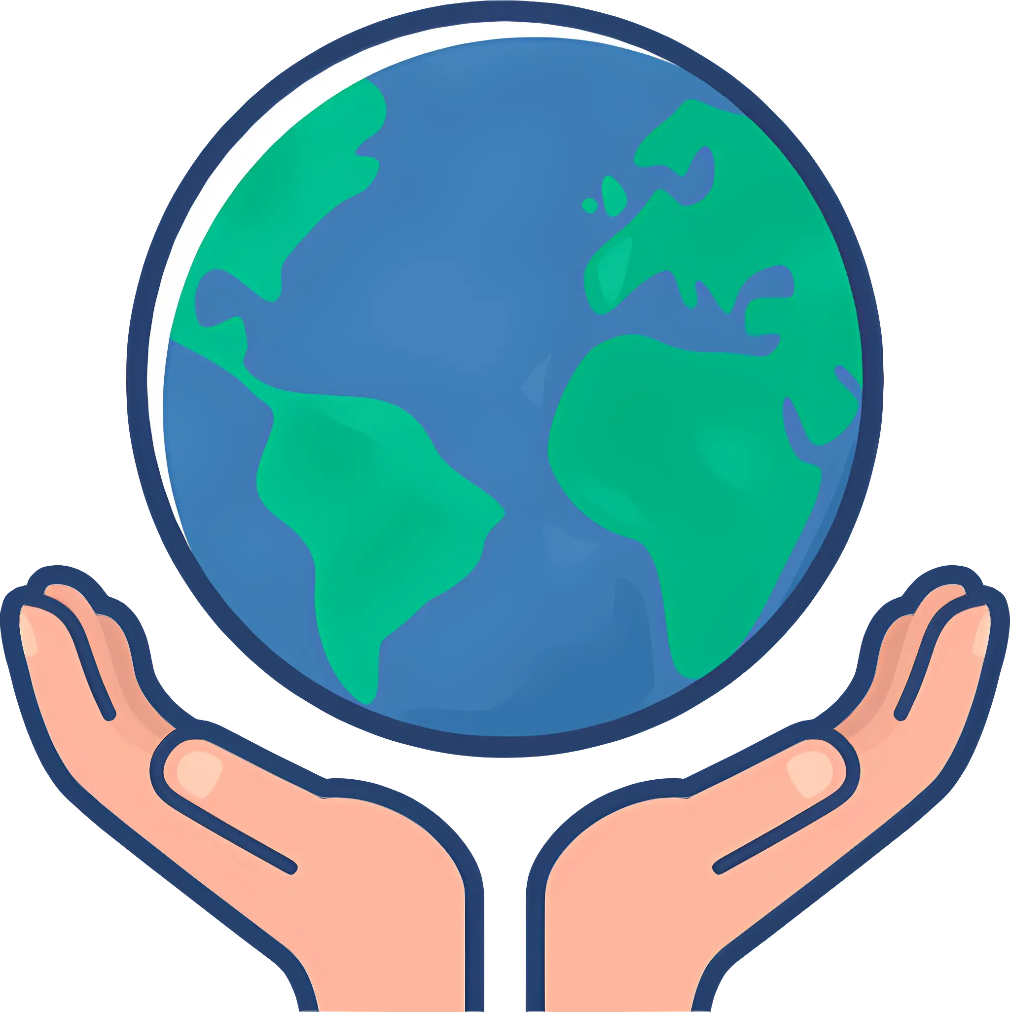 Earth Held in Human Hands Illustration