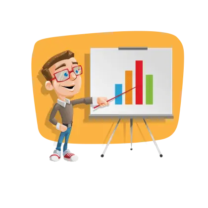 Cartoon Character Giving Presentation with Chart