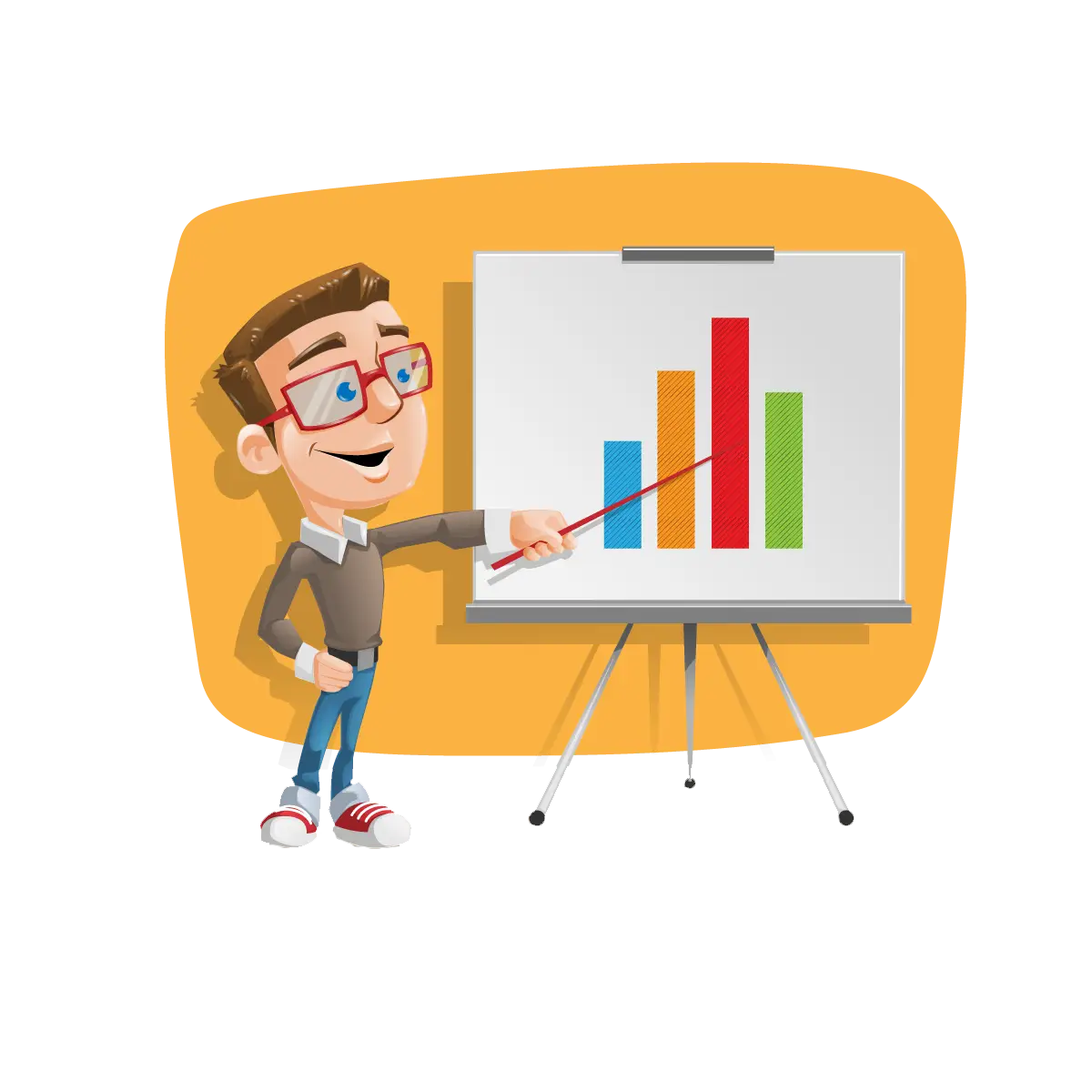 Cartoon Character Giving Presentation with Chart