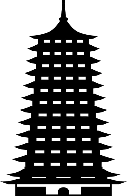 Silhouette of a Traditional Pagoda