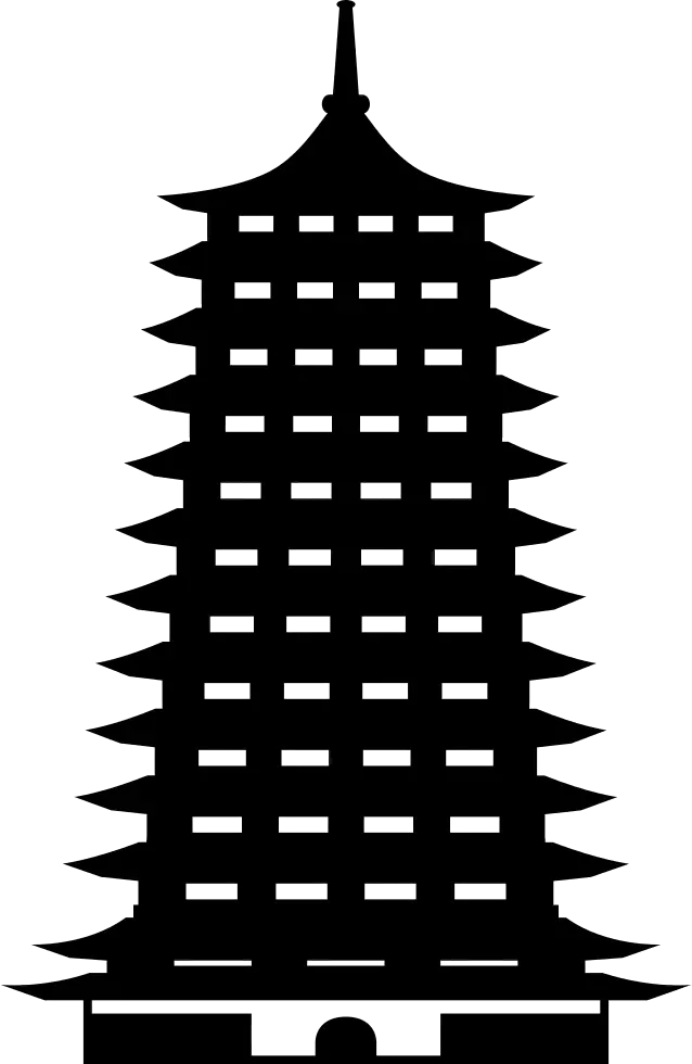 Silhouette of a Traditional Pagoda