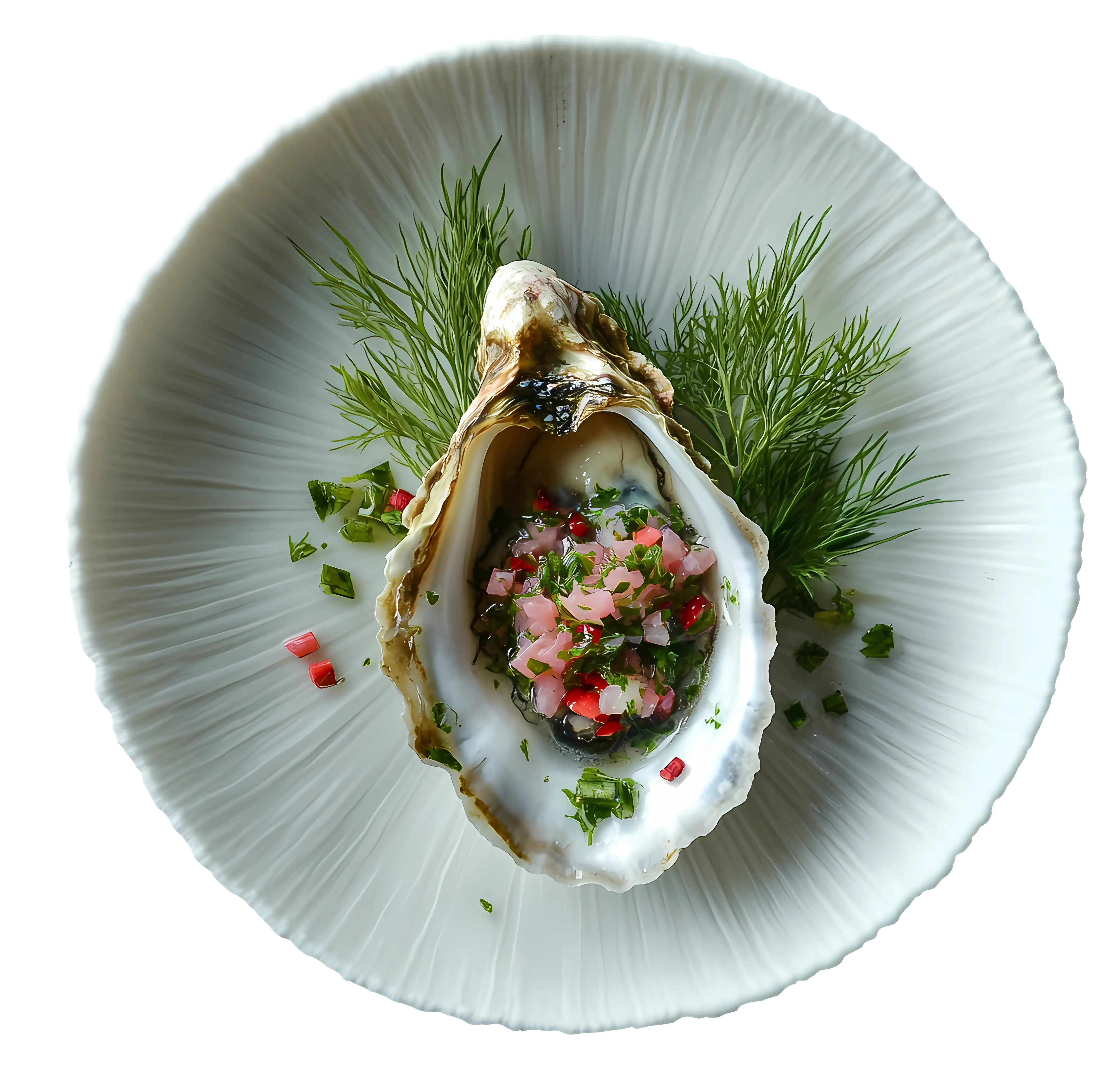 Gourmet Oyster Dish with Fresh Garnish