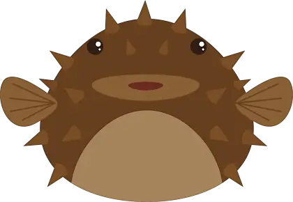Brown Puffer Fish Cartoon Illustration