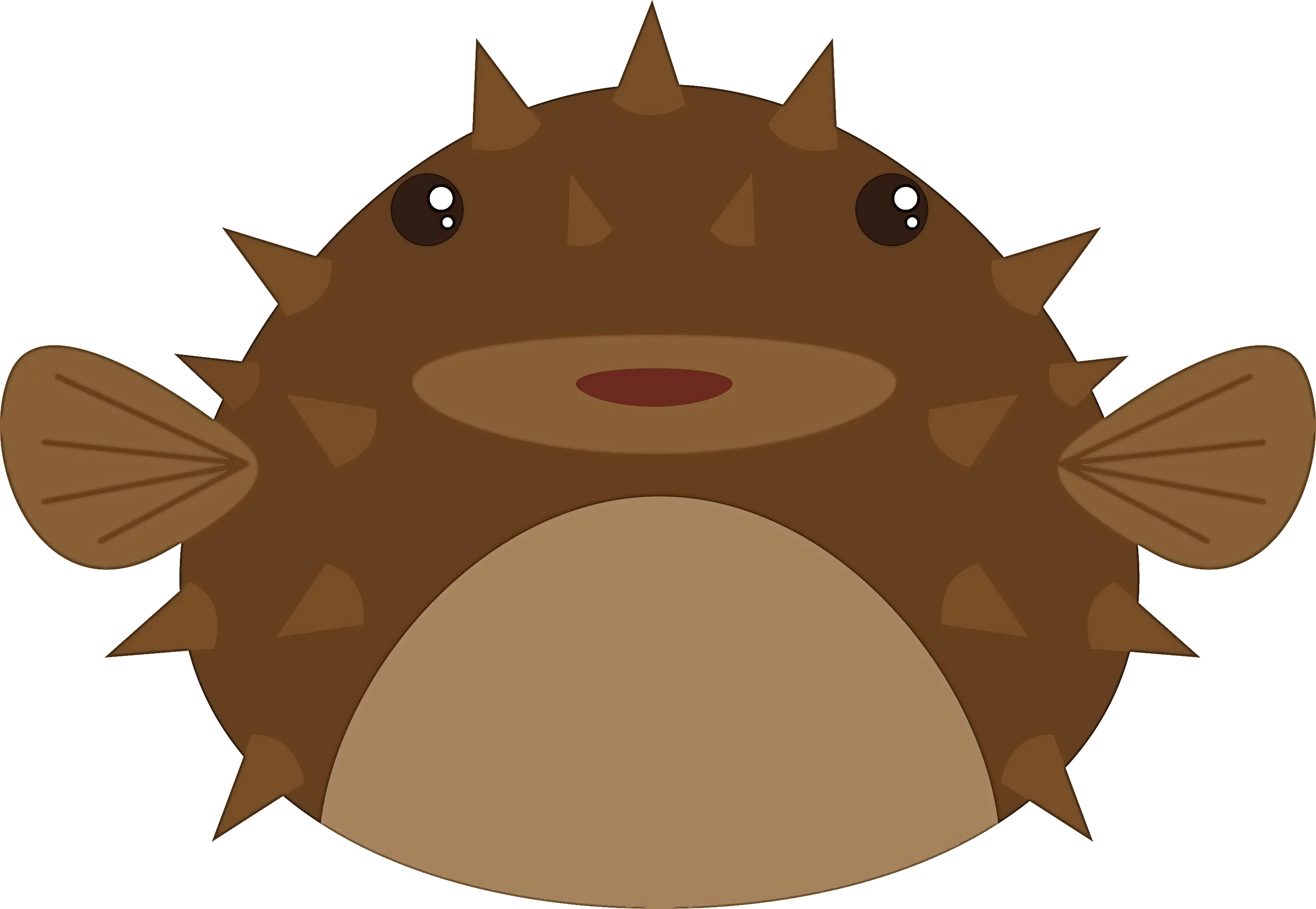 Brown Puffer Fish Cartoon Illustration