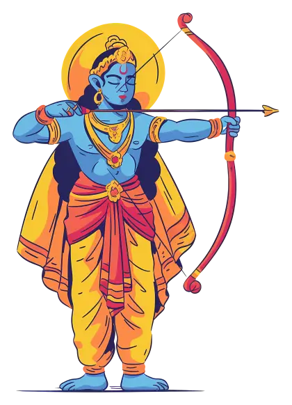 Blue Archer with Bow and Arrow