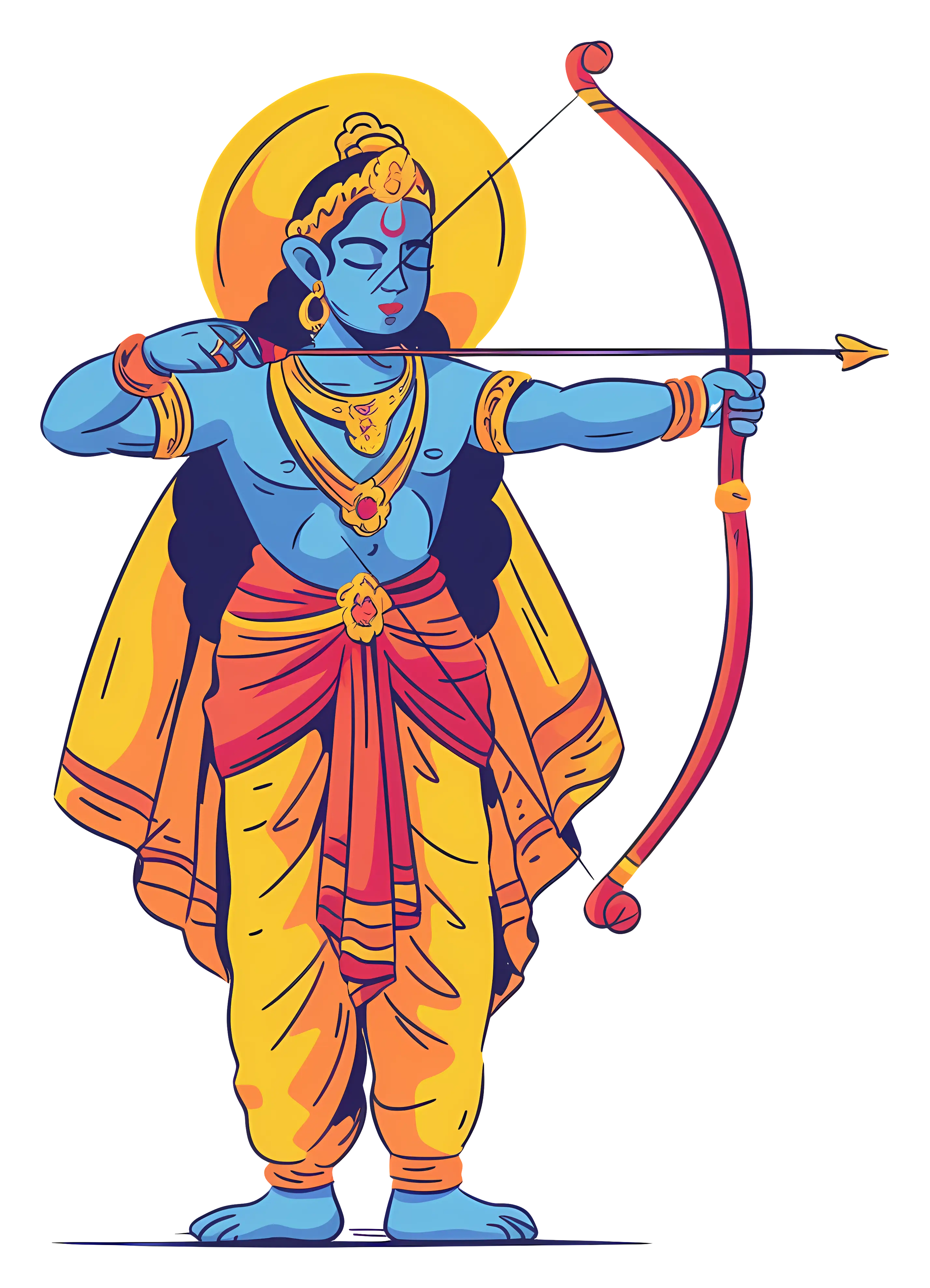 Blue Archer with Bow and Arrow
