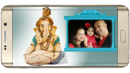 Family Photo with Ganesha Statue