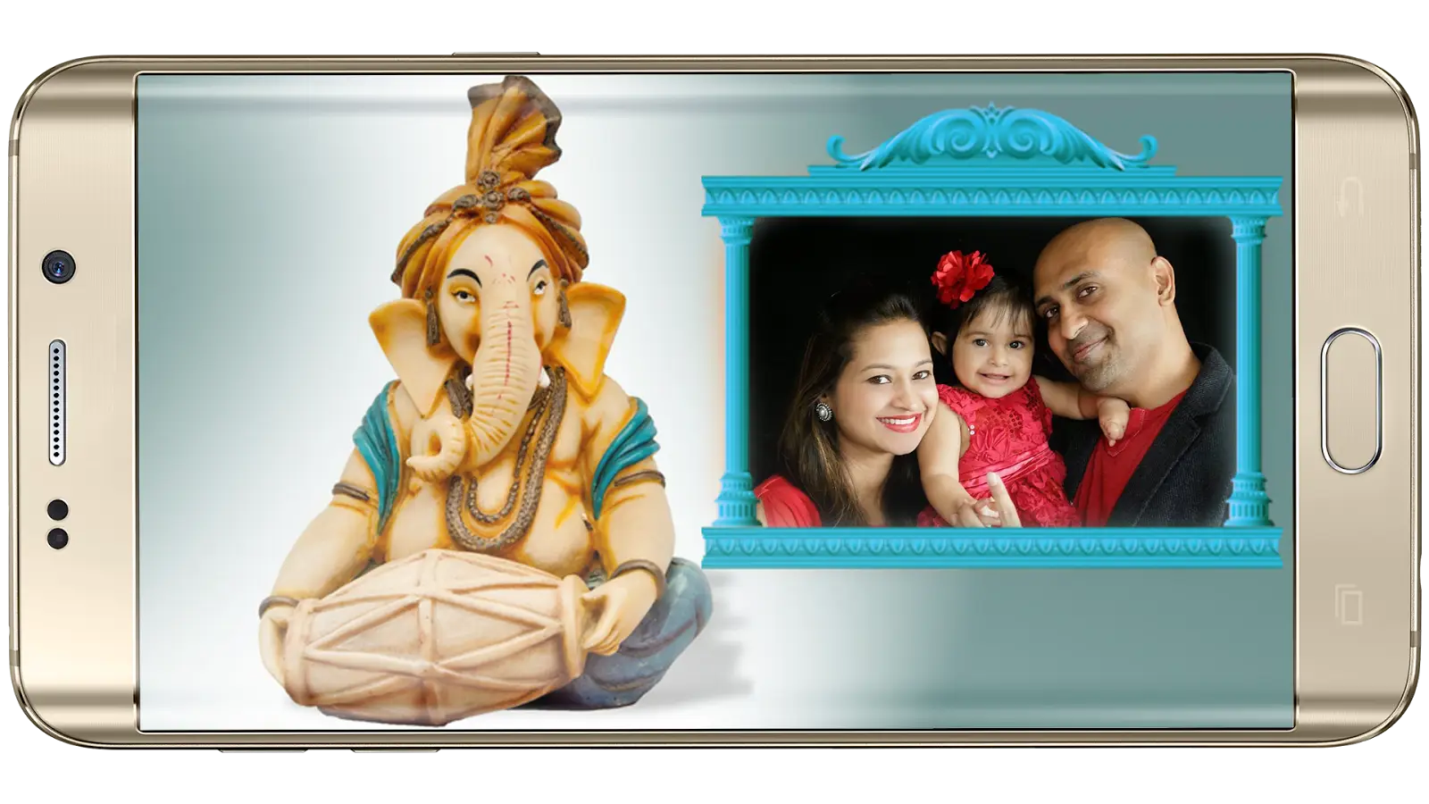 Family Photo with Ganesha Statue