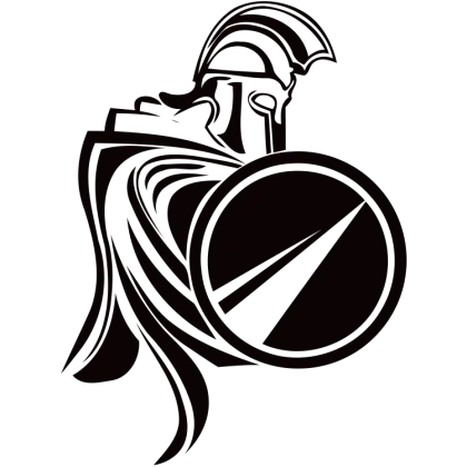 Black and White Spartan Warrior Illustration