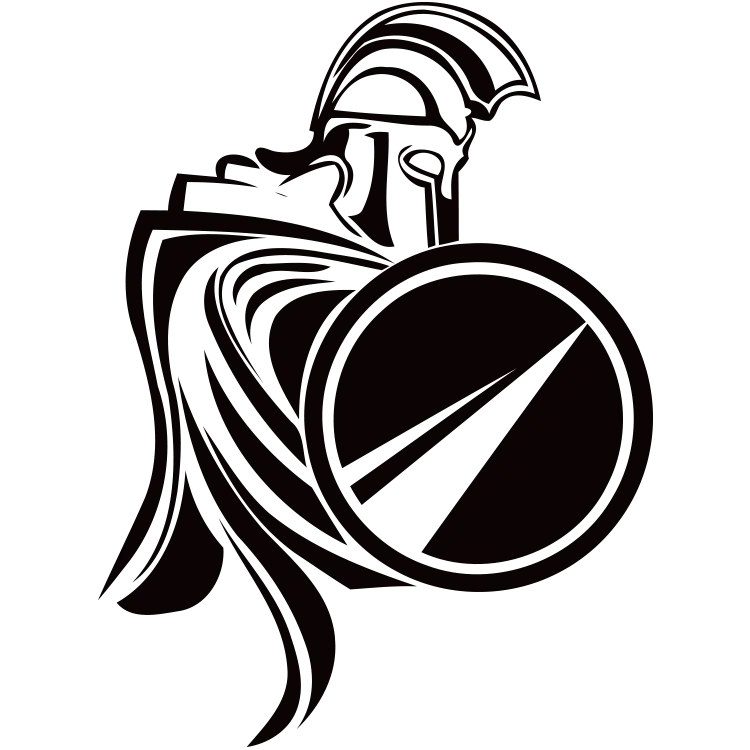 Black and White Spartan Warrior Illustration