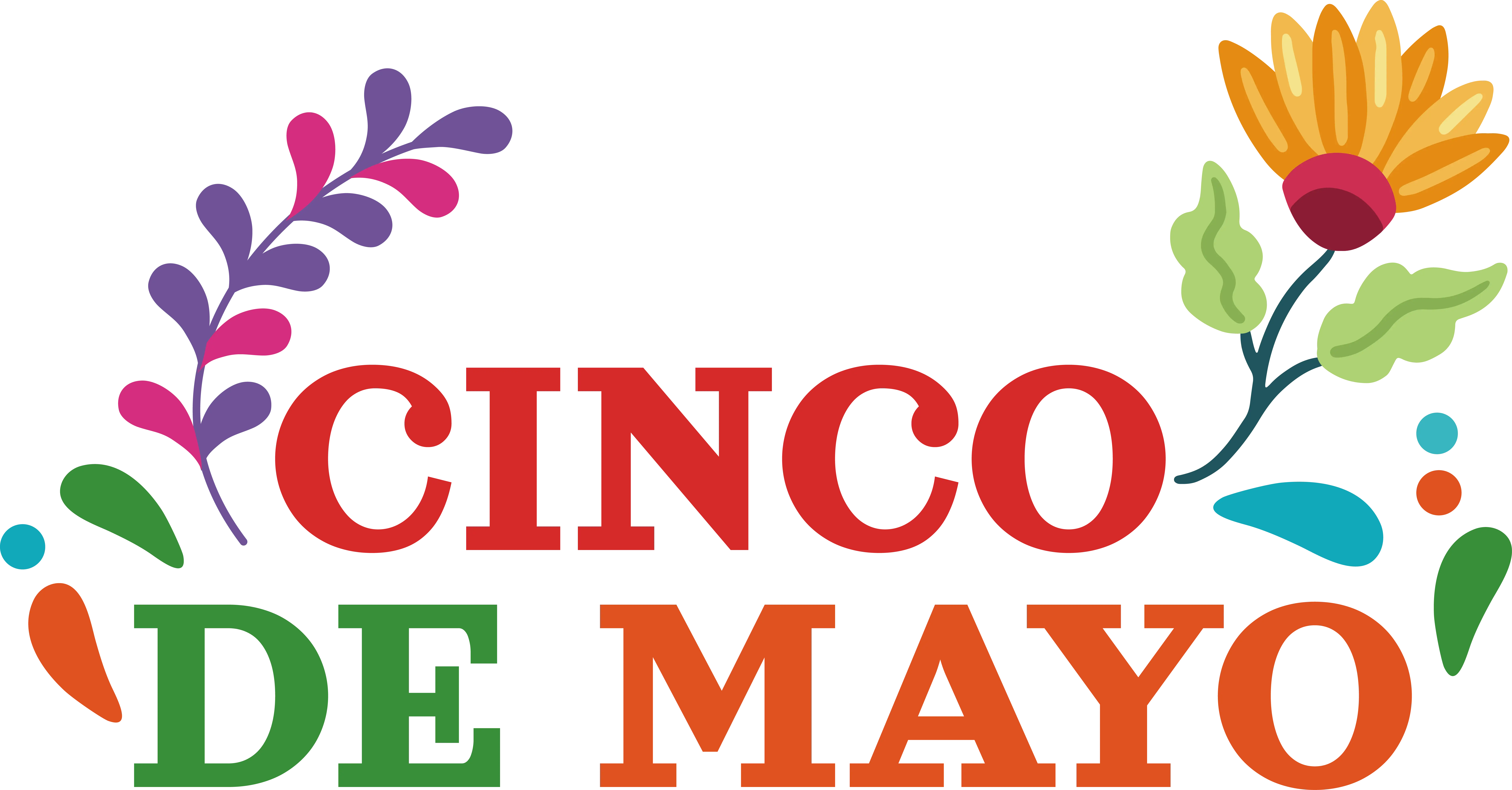 Cinco de Mayo Logo with Festive Floral Graphics