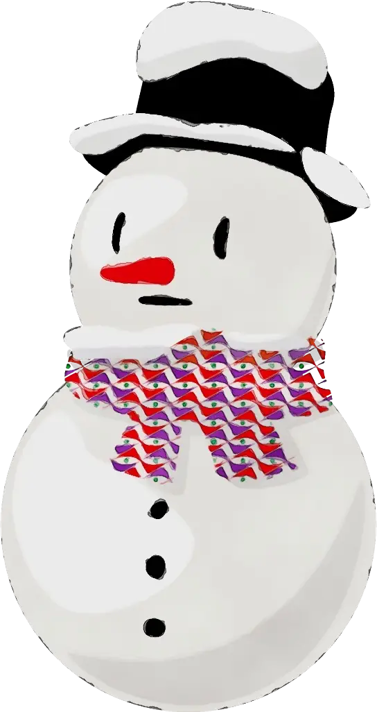 Cartoon Snowman with Colorful Scarf