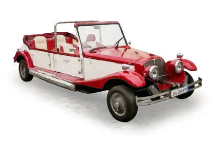 Red and White Vintage Car