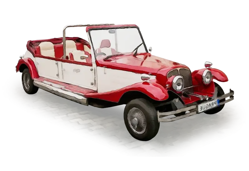 Red and White Vintage Car