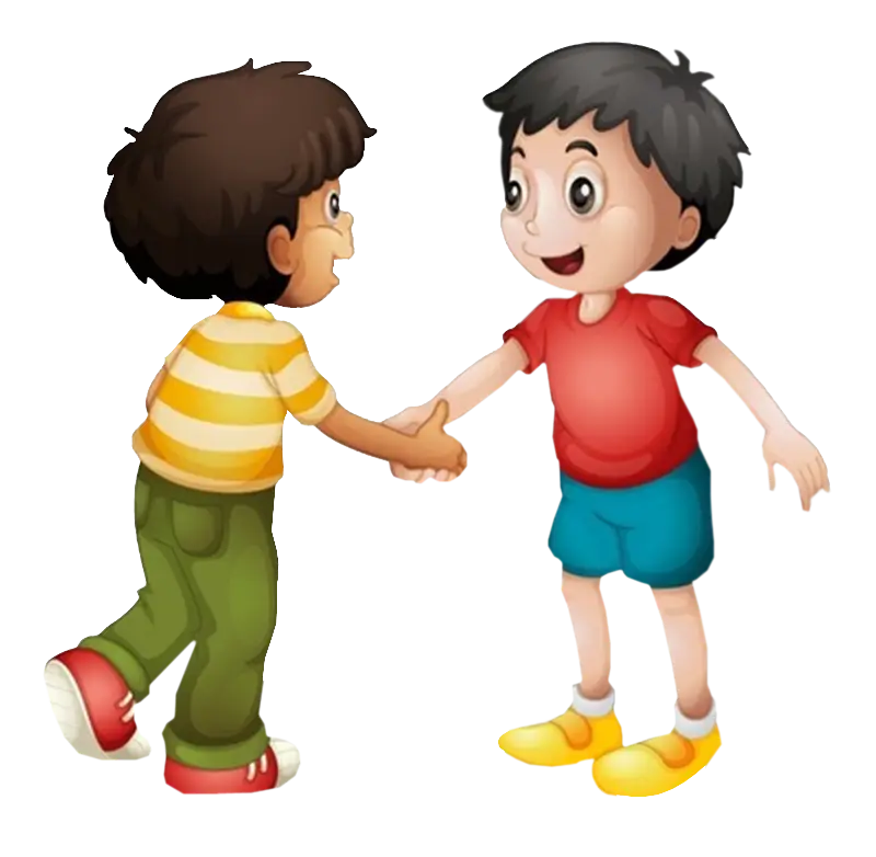 Cartoon Children Shaking Hands