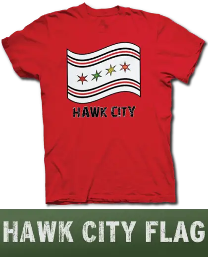 Hawk City Flag on Red Shirt