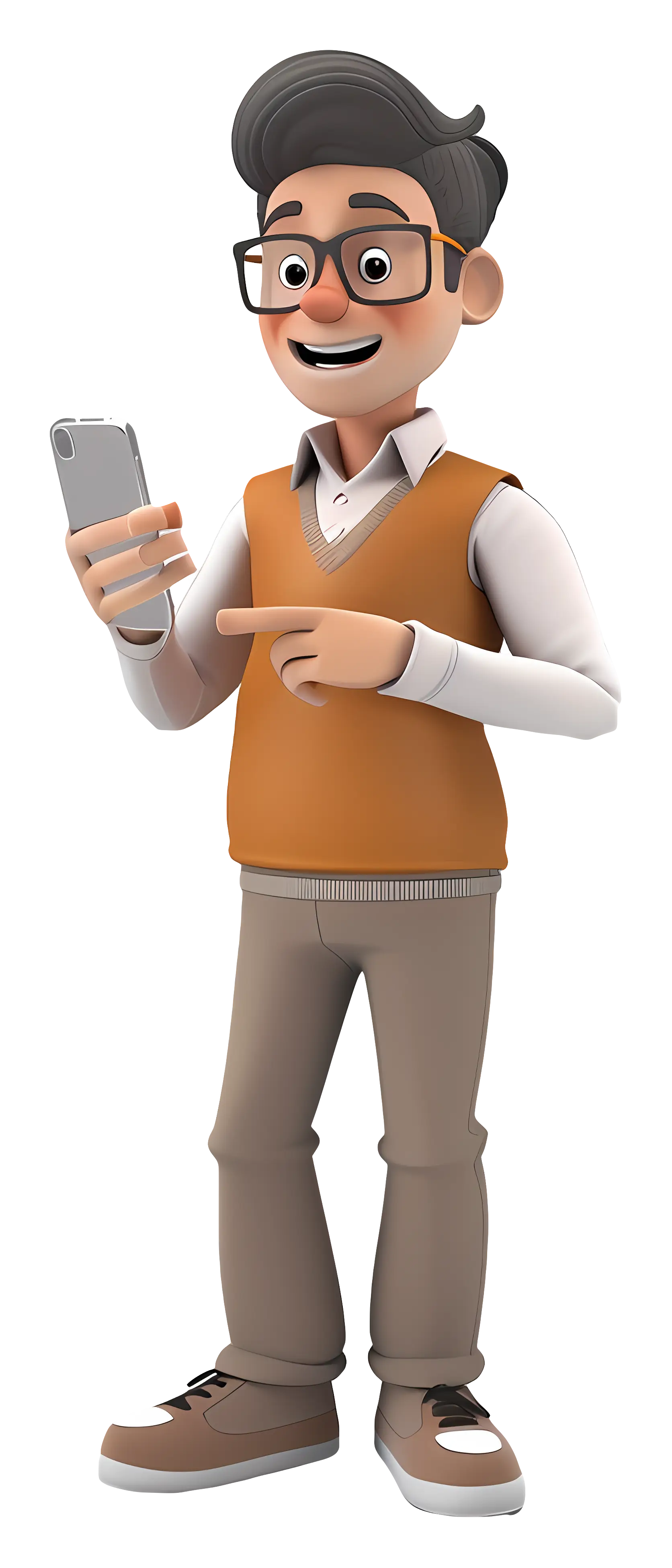 Cartoon Man with Smartphone