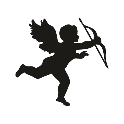 Cupid Silhouette with Bow and Arrow
