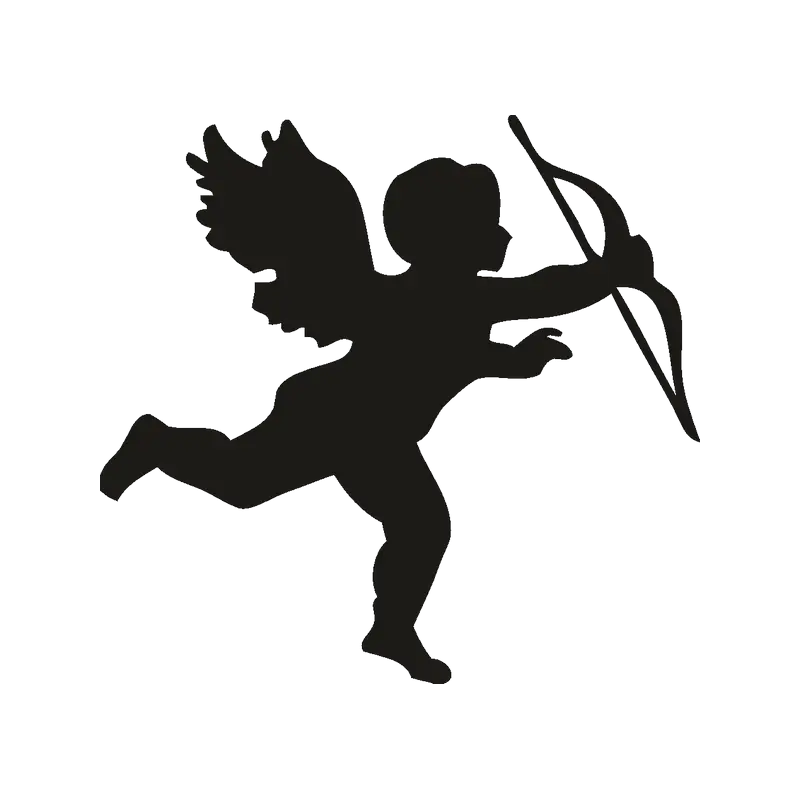 Cupid Silhouette with Bow and Arrow