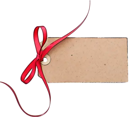 Brown Tag with Red Ribbon
