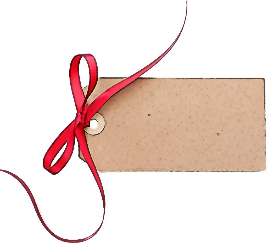 Brown Tag with Red Ribbon
