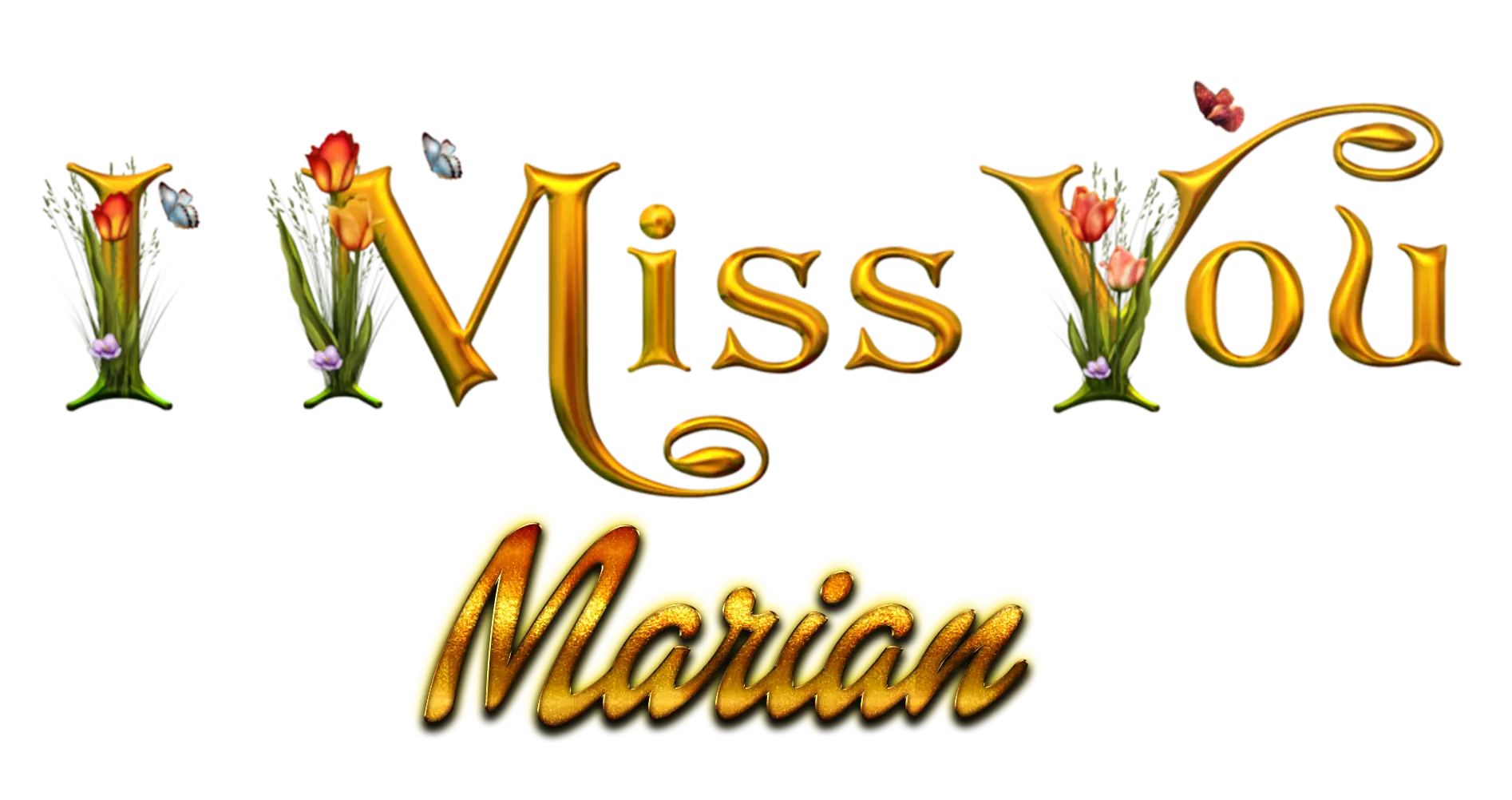 I Miss You Decorative Text Graphic