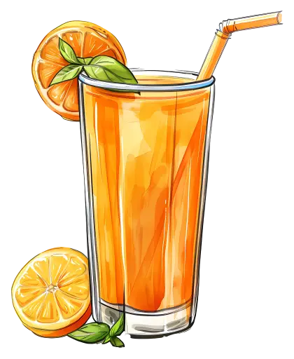 Glass of Orange Juice with Slices Illustration