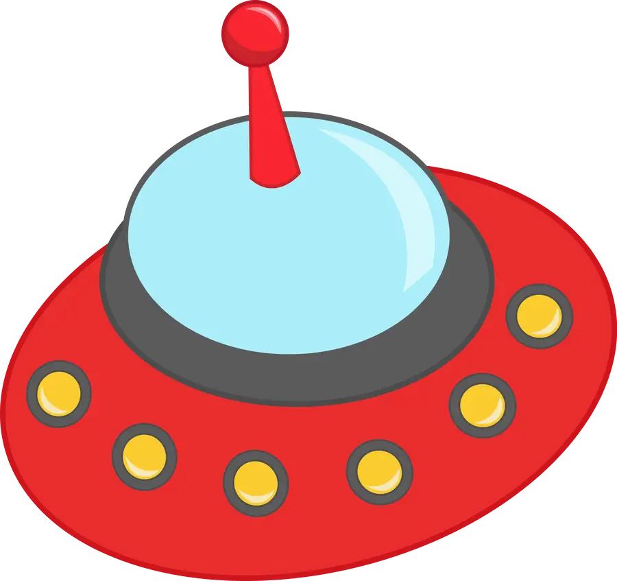 Red UFO Cartoon Illustration