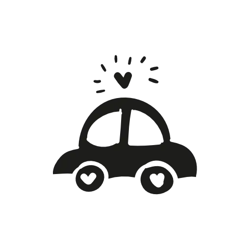Cute Doodle Car with Hearts