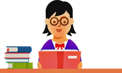 Cartoon Girl Reading a Book