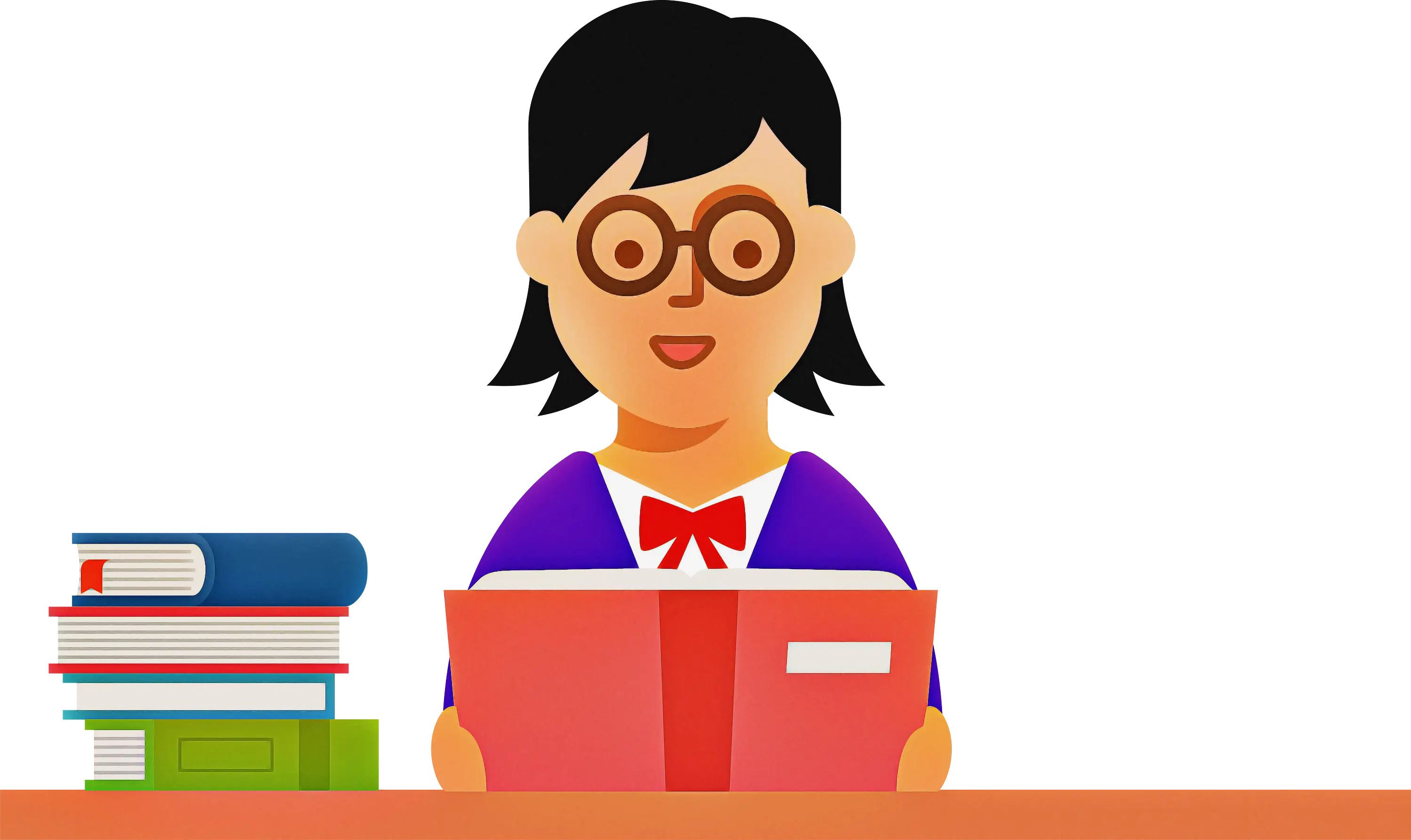 Cartoon Girl Reading a Book