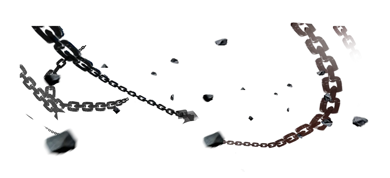 Shattered Metal Chain Symbolizing Freedom