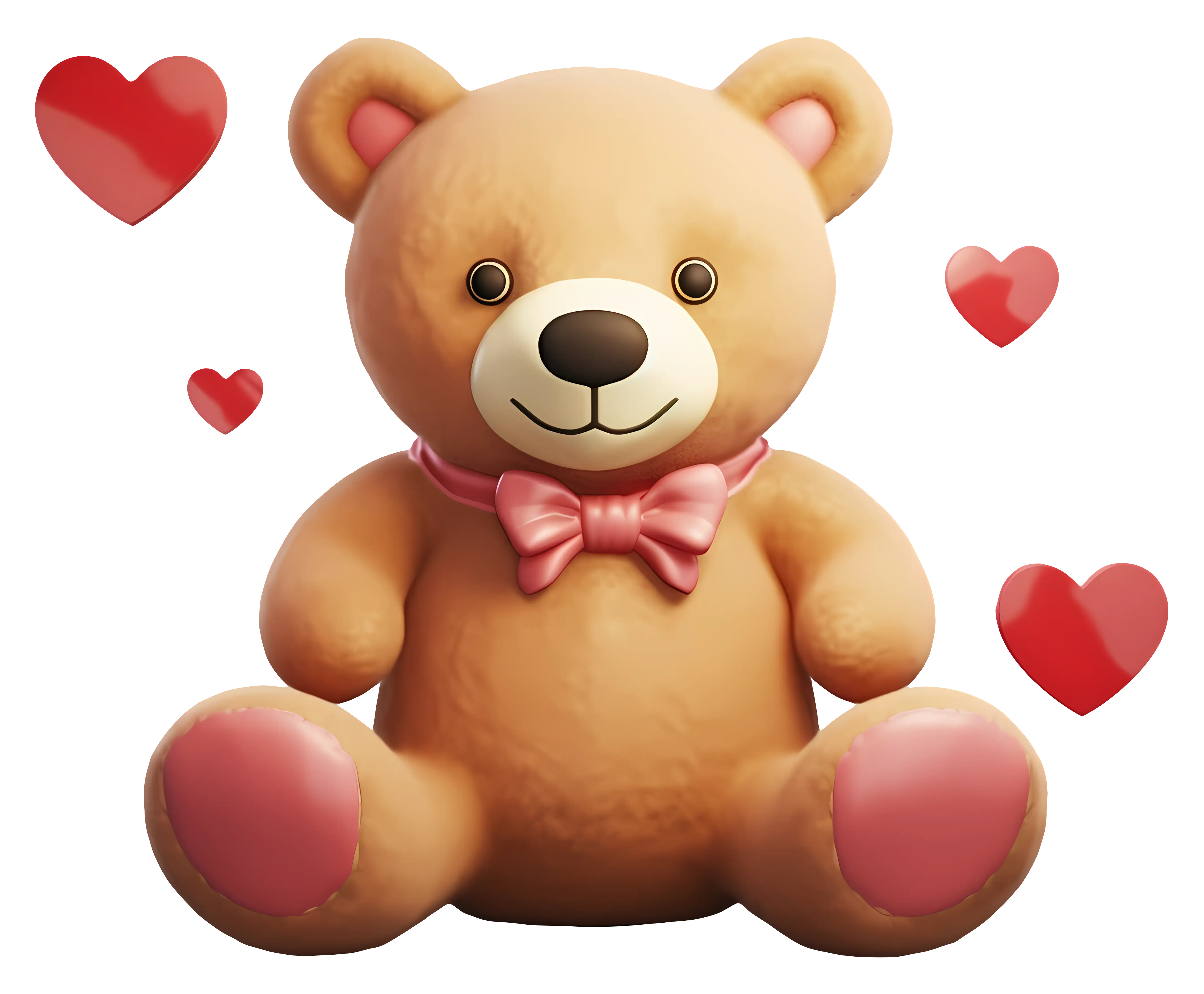 Brown Teddy Bear with Hearts and Bow