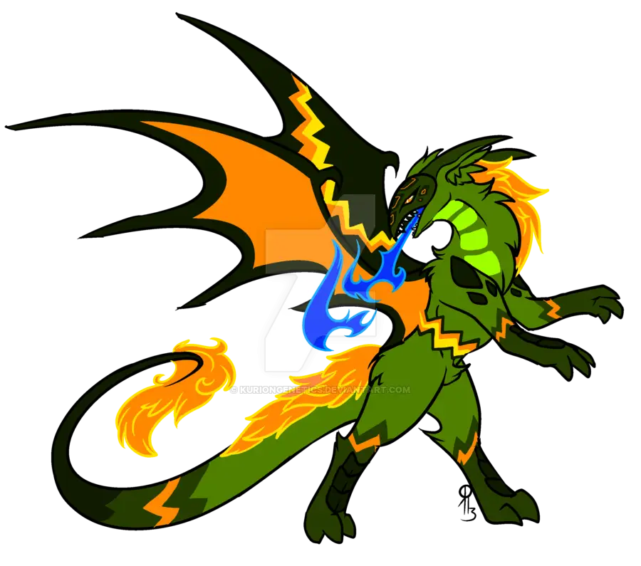 Green Fire-Breathing Cartoon Dragon
