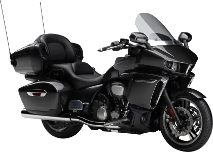 Black Touring Motorcycle with Windshield