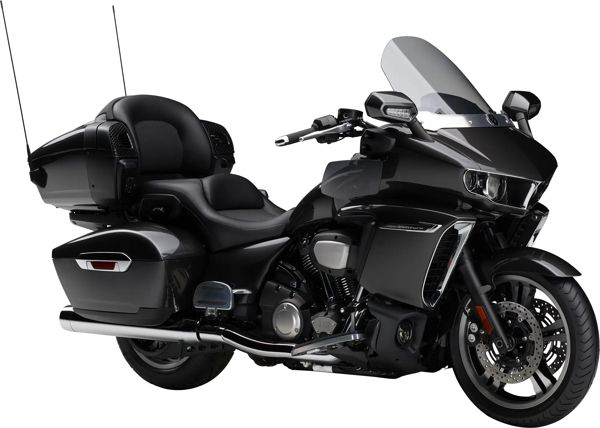 Black Touring Motorcycle with Windshield