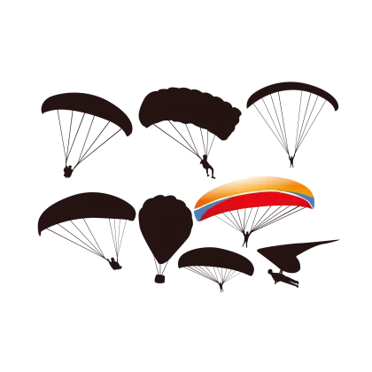 Various Parachutes Silhouettes
