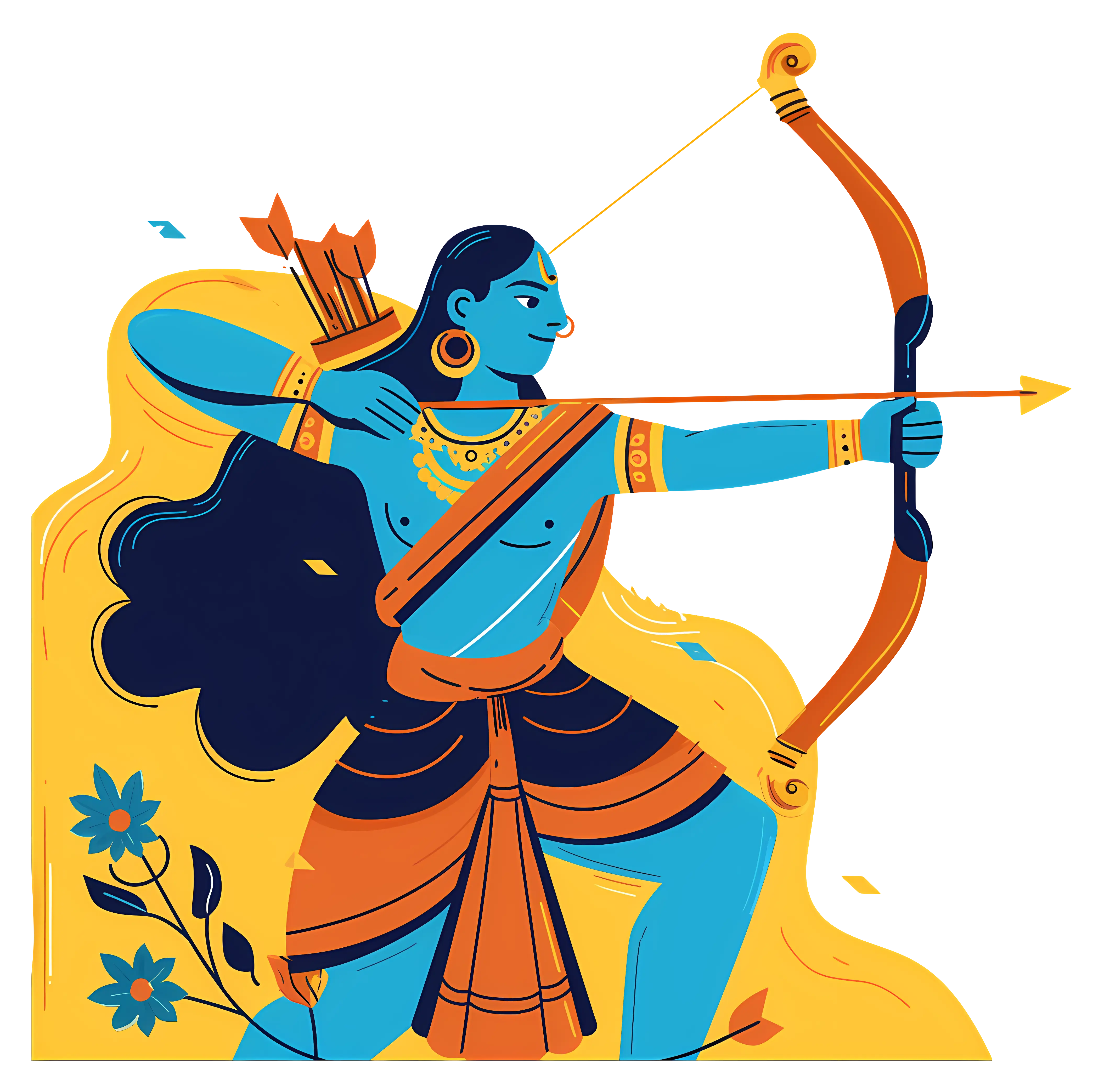 Mythological Blue-Skinned Archer