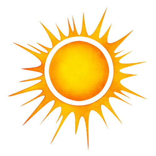 Yellow Sun with Radiating Rays Illustration