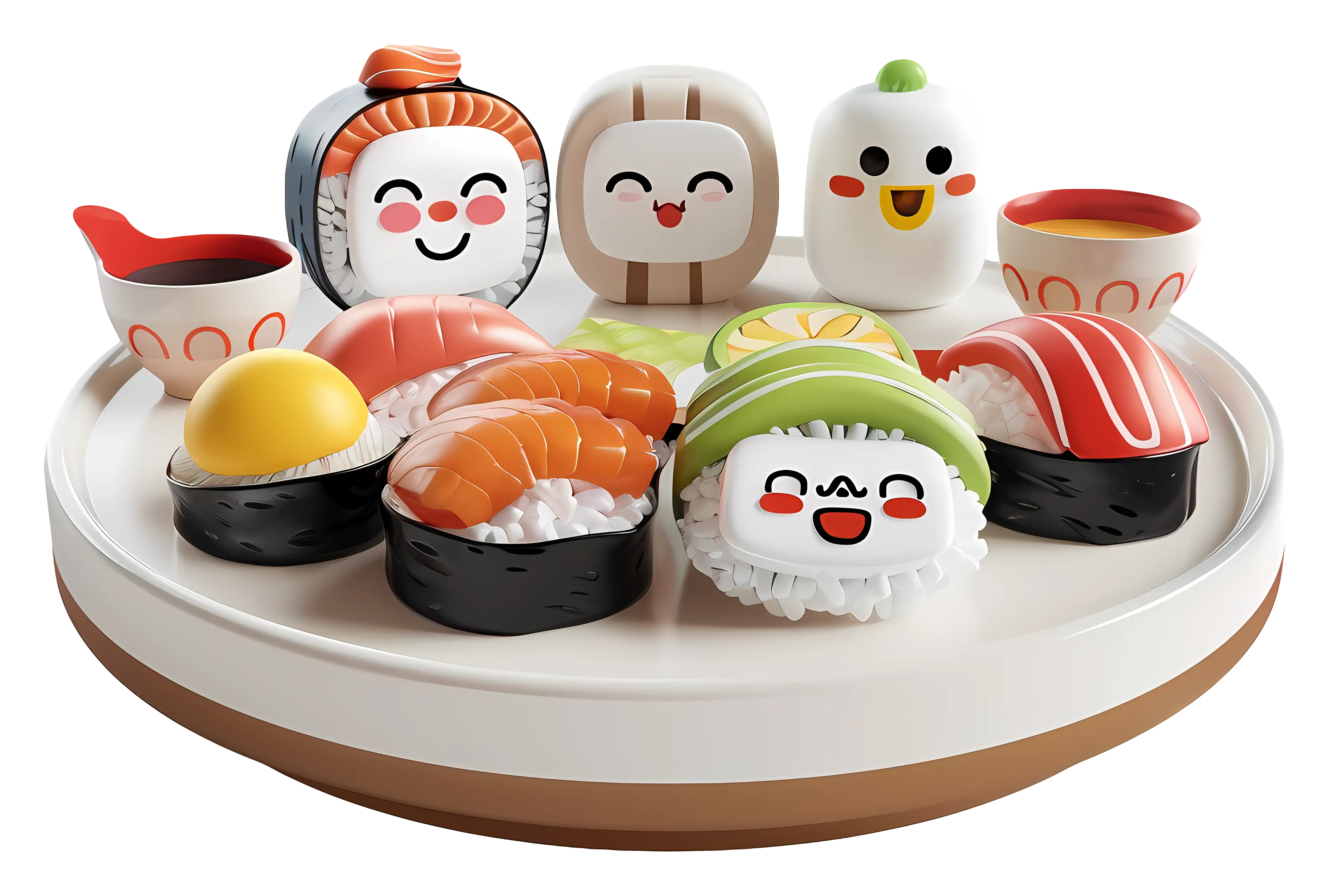 Sushi Assortment with Happy Faces