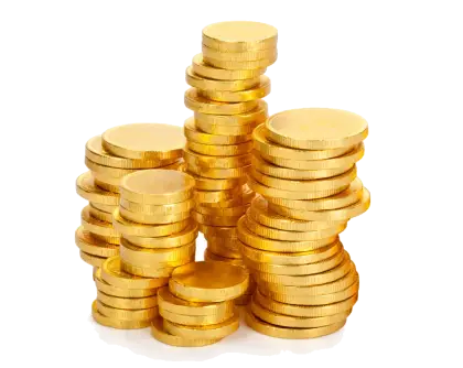 Shiny Stacks of Gold Coins Representing Wealth and Success